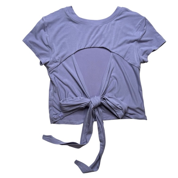 Blogilates Reversible Bow Back Short Sleeve Tee Lilac Purple Size M - Picture 4 of 8